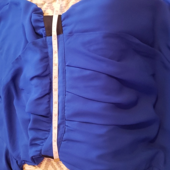 XOXO Banded-Waist Cocktail Dress, Royal Blue, XS - Picture 6 of 8